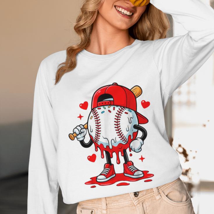 Baseball Drip Valentines Unisex Long Sleeve T-Shirt