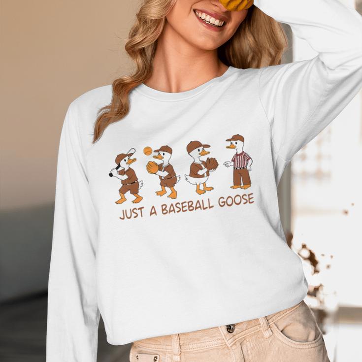 Baseball Goose Baseball Silly Goose Game Day Sports Unisex Long Sleeve T-Shirt