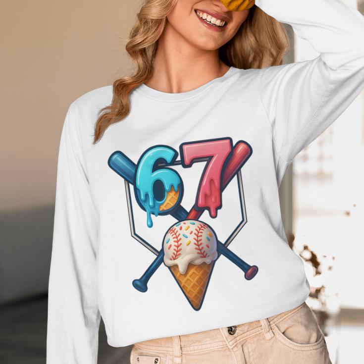 Baseball Ice Cream Drip 67 Six Seven Gen Alpha Slang Meme Unisex Long Sleeve T-Shirt Baseball Ice Cream Drip 67 Six Seven Gen Alpha Slang Meme Unisex Long Sleeve T-Shirt