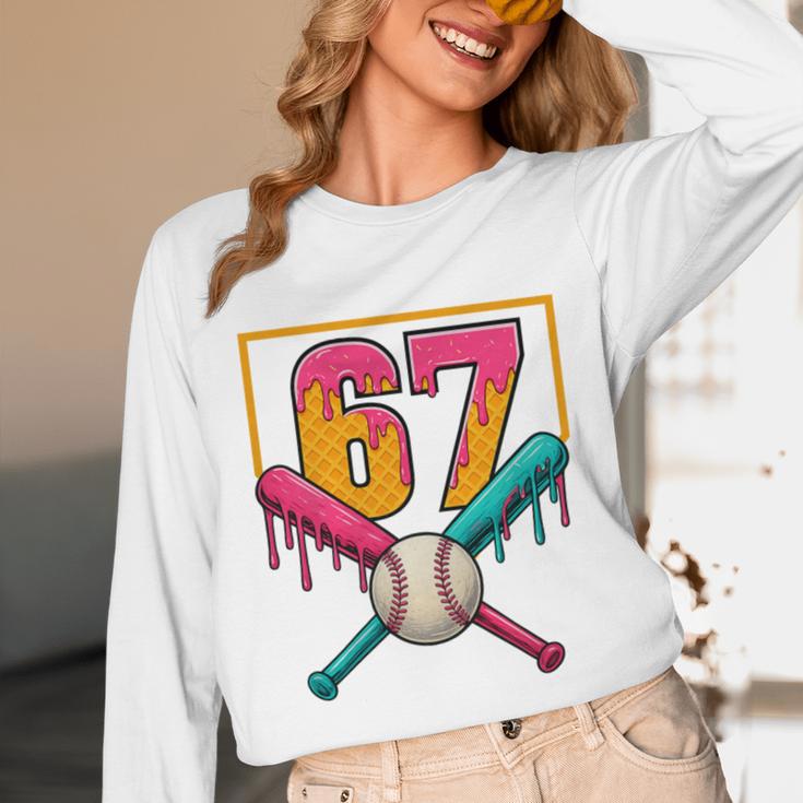 Baseball Ice Cream Drip Number 67 Player 67th Birthday Premium Tri-Blend Unisex Long Sleeve T-Shirt Baseball Ice Cream Drip Number 67 Player 67th Birthday Premium Tri-Blend Unisex Long Sleeve T-Shirt