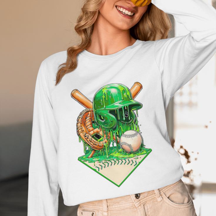 Baseball Life Style Ice Cream Drip Green Premium Tri-Blend Unisex Long Sleeve T-Shirt