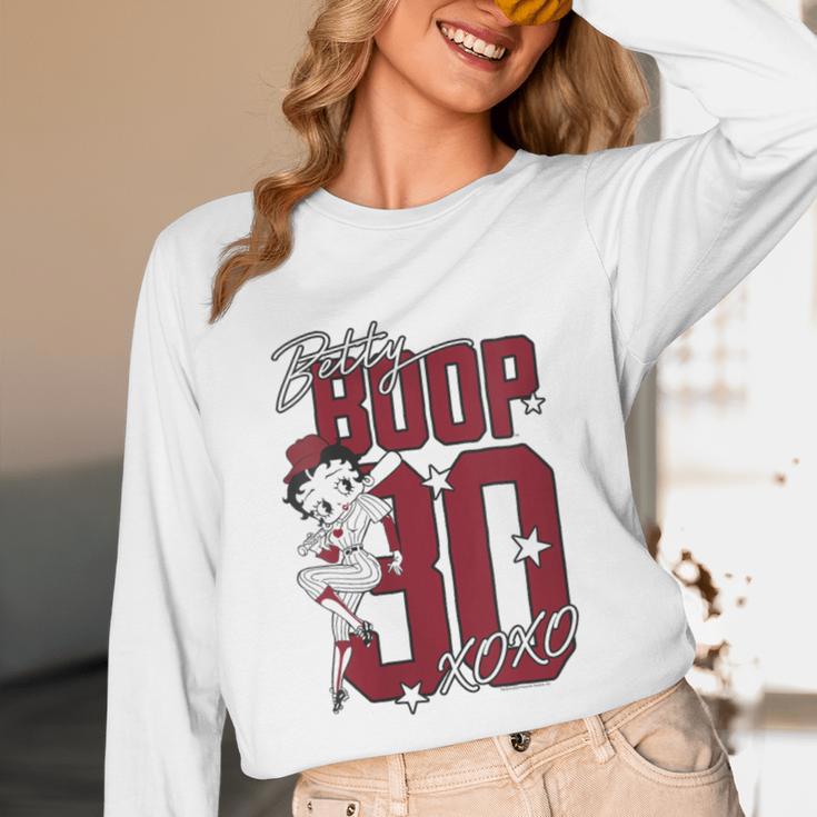 Betty Boop Baseball Logo Jersey With Stars Cute Cartoon Unisex Long Sleeve T-Shirt