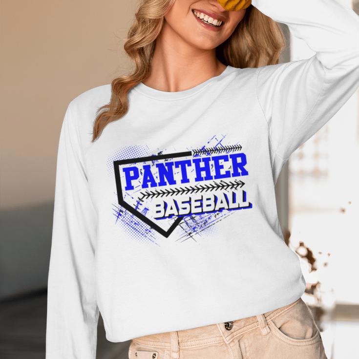 Blue Panther Baseball Home Plate Game Day Mascot Panther Unisex Long Sleeve T-Shirt