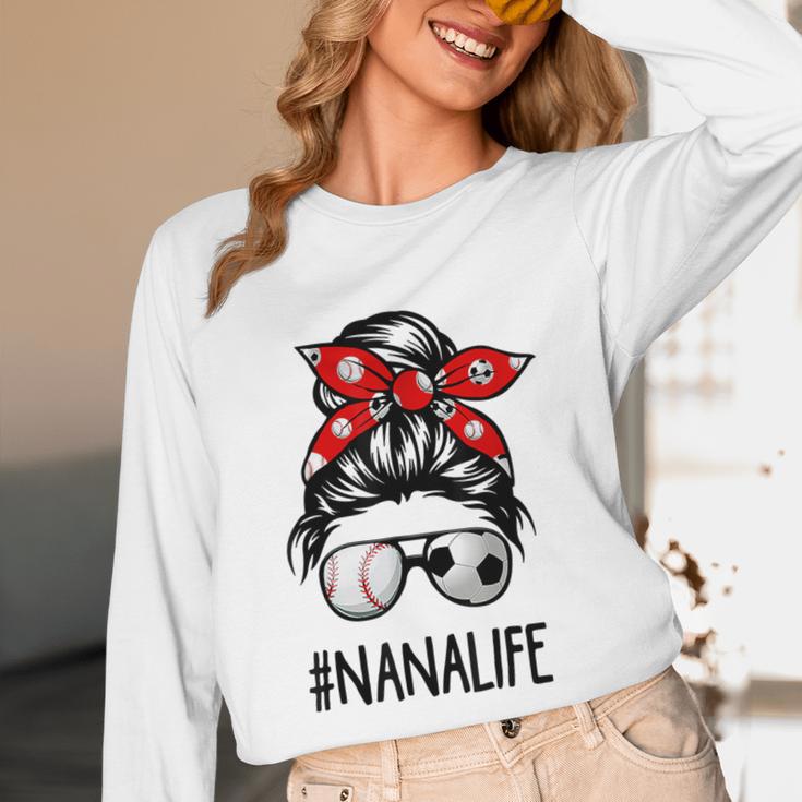 Classy Nana Life Soccer Messy Bun Baseball Mother's Day Unisex Long Sleeve T-Shirt Classy Nana Life Soccer Messy Bun Baseball Mother's Day Unisex Long Sleeve T-Shirt