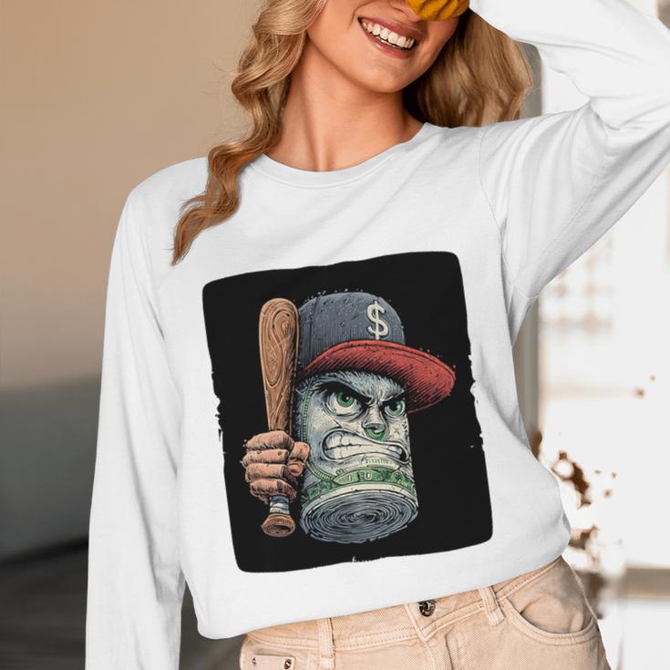 Cool Dollar Bill Guy With Cap And Baseball Costume Premium Tri-Blend Unisex Long Sleeve T-Shirt Cool Dollar Bill Guy With Cap And Baseball Costume Premium Tri-Blend Unisex Long Sleeve T-Shirt