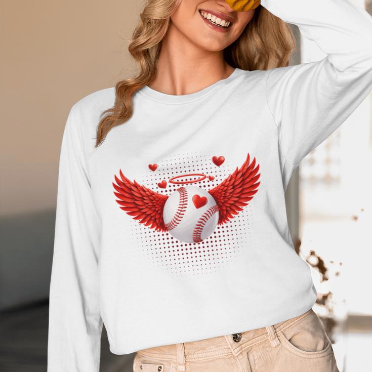 Cute Baseball &Cupid Wings Happy Valentines Boys Men Unisex Long Sleeve T-Shirt Cute Baseball &Cupid Wings Happy Valentines Boys Men Unisex Long Sleeve T-Shirt