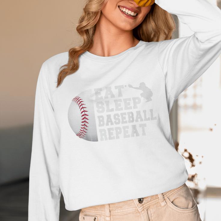 Eat Sleep Baseball Repeat Catcher Boys Youth Men Unisex Long Sleeve T-Shirt Eat Sleep Baseball Repeat Catcher Boys Youth Men Unisex Long Sleeve T-Shirt