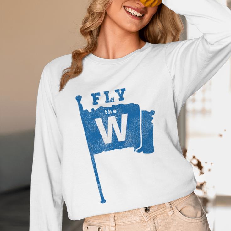 Fly The W Chicago Baseball Winning Flag Distressed Premium Tri-Blend Unisex Long Sleeve T-Shirt Fly The W Chicago Baseball Winning Flag Distressed Premium Tri-Blend Unisex Long Sleeve T-Shirt