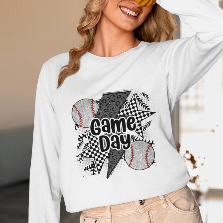 Game Day Baseball Retro Checkered Baseball Unisex Long Sleeve T-Shirt Game Day Baseball Retro Checkered Baseball Unisex Long Sleeve T-Shirt