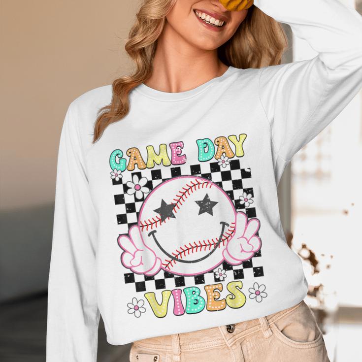 Game Day Vibes Softball Baseball Groovy Game Day Girls Women Unisex Long Sleeve T-Shirt Game Day Vibes Softball Baseball Groovy Game Day Girls Women Unisex Long Sleeve T-Shirt