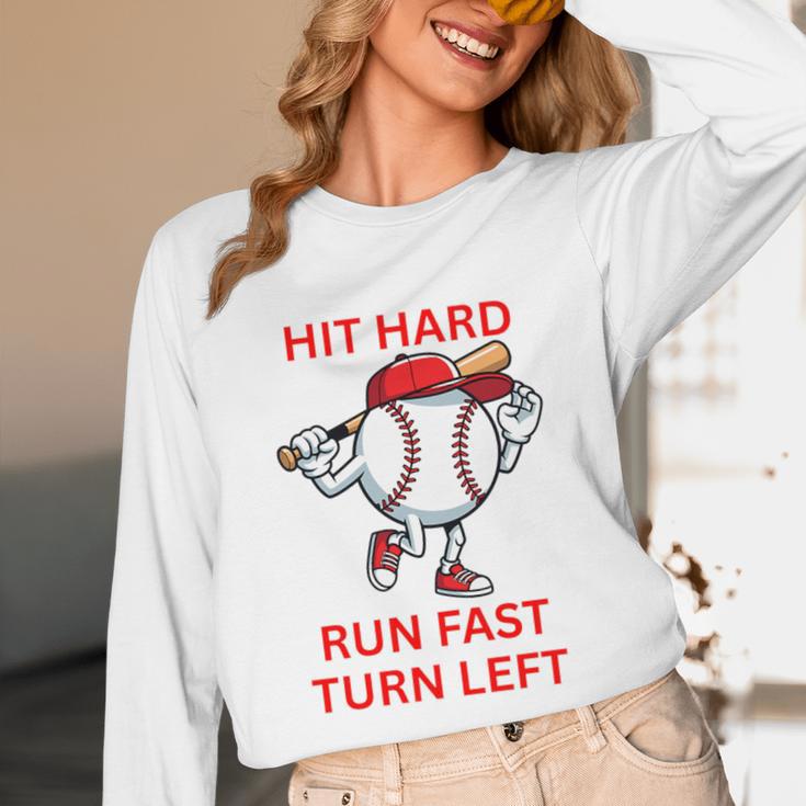 Hit Hard Run Fast Turn Left Baseball Player Premium Tri-Blend Unisex Long Sleeve T-Shirt Hit Hard Run Fast Turn Left Baseball Player Premium Tri-Blend Unisex Long Sleeve T-Shirt