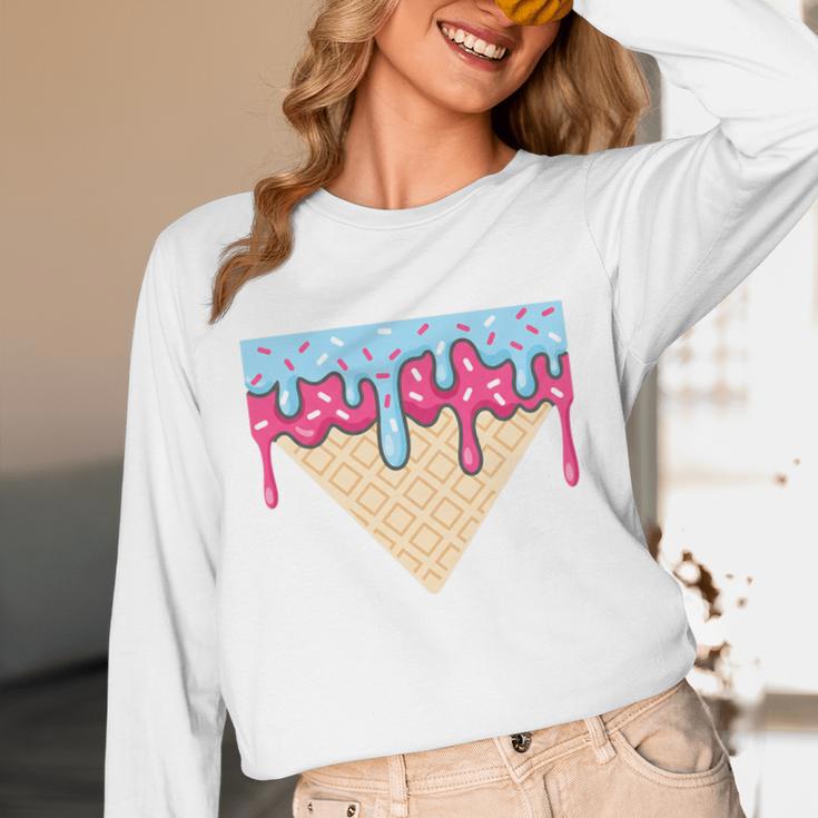 Ice Cream Baseball Cone Dripping Sprinkles Kids Boys Summer Premium Tri-Blend Unisex Long Sleeve T-Shirt