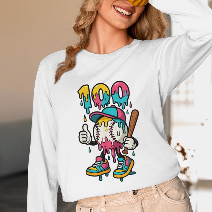 Ice Cream Drip Baseball Party 100 Days Of School Teacher Unisex Long Sleeve T-Shirt Ice Cream Drip Baseball Party 100 Days Of School Teacher Unisex Long Sleeve T-Shirt