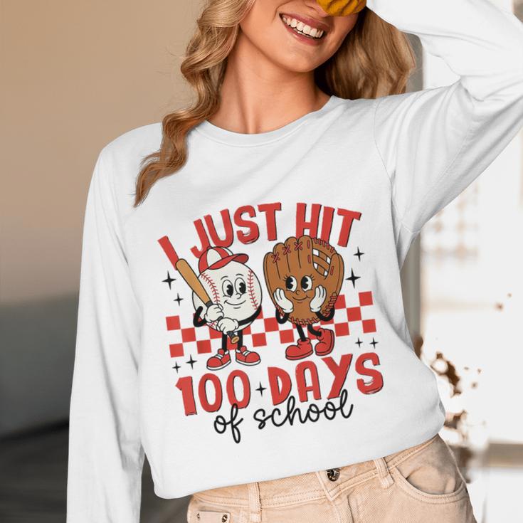 I Just Hit 100 Days Of School Baseball 100th Day Teacher Kid Unisex Long Sleeve T-Shirt