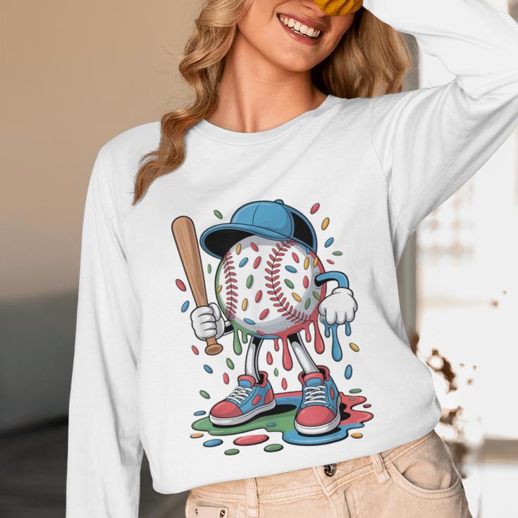 Melting Slime Sprinkle Baseball Mascot With Bat Unisex Long Sleeve T-Shirt