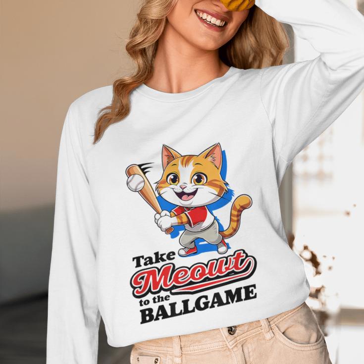 Take Meowt To The Ball Game Tee Slugger Cat Baseball Unisex Long Sleeve T-Shirt