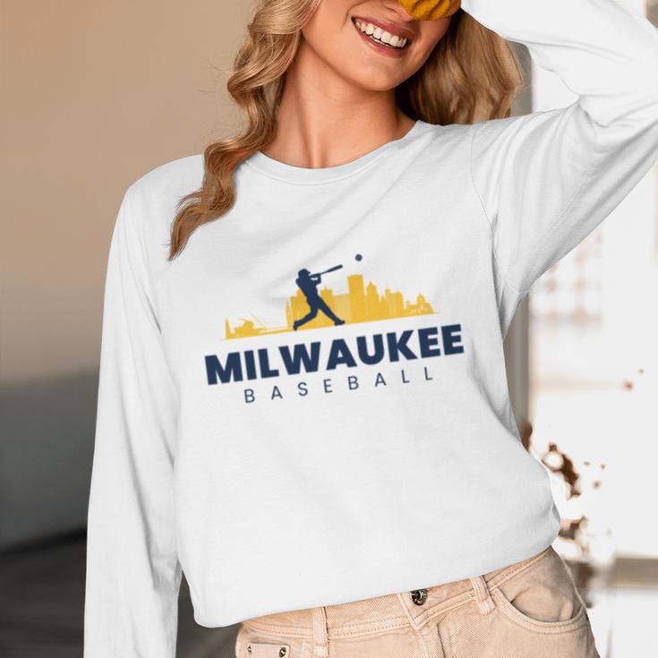 Milwaukee Baseball Minimalist City Skyline Baseball Lover Unisex Long Sleeve T-Shirt Milwaukee Baseball Minimalist City Skyline Baseball Lover Unisex Long Sleeve T-Shirt