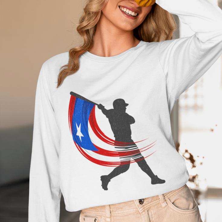 Puerto Rico Baseball Flag Player Boricua Heritage Sports Unisex Long Sleeve T-Shirt Puerto Rico Baseball Flag Player Boricua Heritage Sports Unisex Long Sleeve T-Shirt