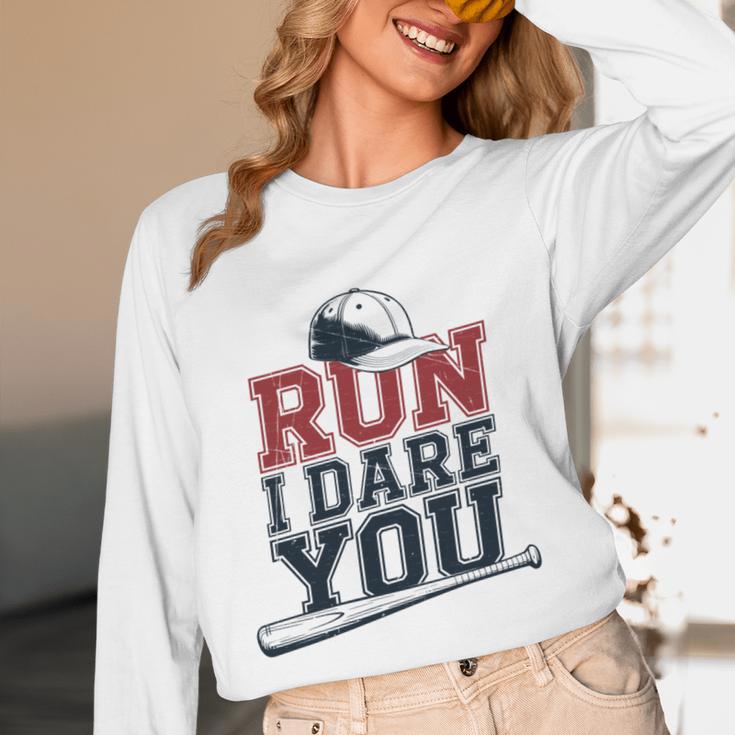 Run I Dare You Baseball Catcher Player Fan Unisex Long Sleeve T-Shirt