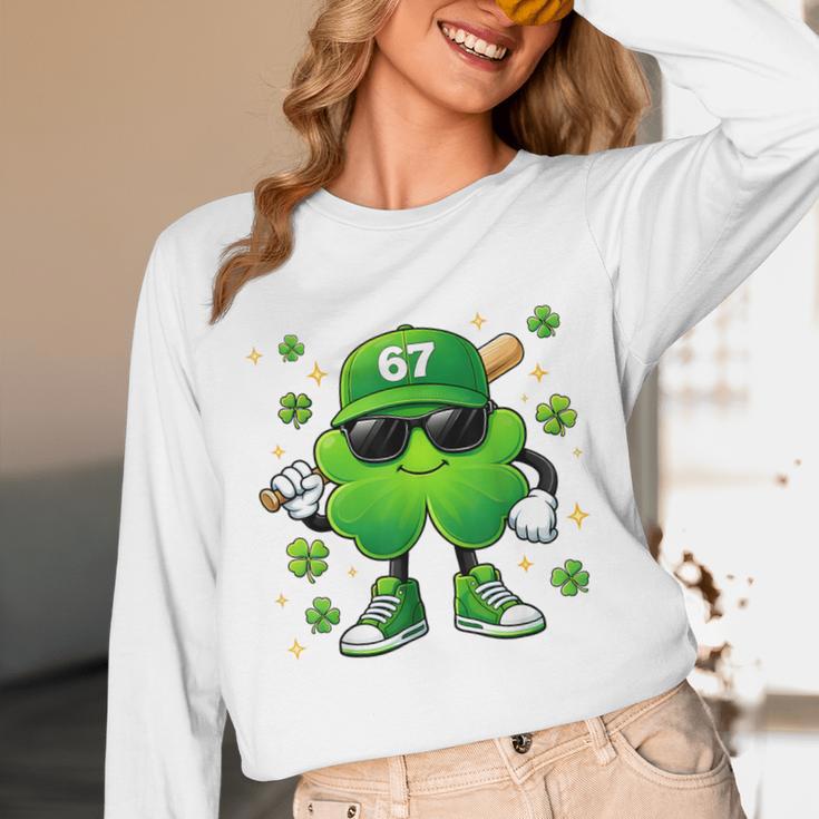Shamrocks Playing Baseball St Patricks Day 6 7 Meme Men Boys Unisex Long Sleeve T-Shirt Shamrocks Playing Baseball St Patricks Day 6 7 Meme Men Boys Unisex Long Sleeve T-Shirt