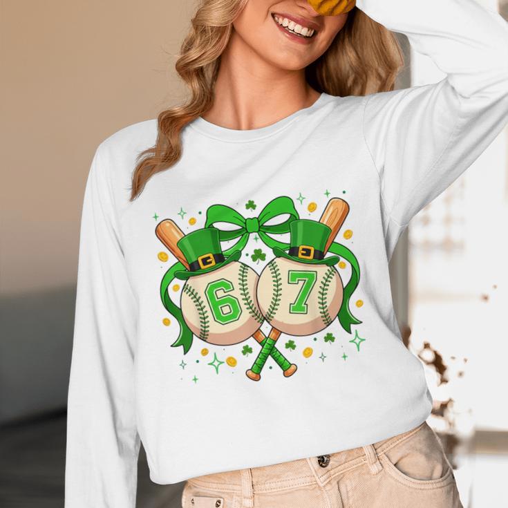 Six Seven 67 Meme Baseball Coquette Bow St Patrick's Day Unisex Long Sleeve T-Shirt Six Seven 67 Meme Baseball Coquette Bow St Patrick's Day Unisex Long Sleeve T-Shirt