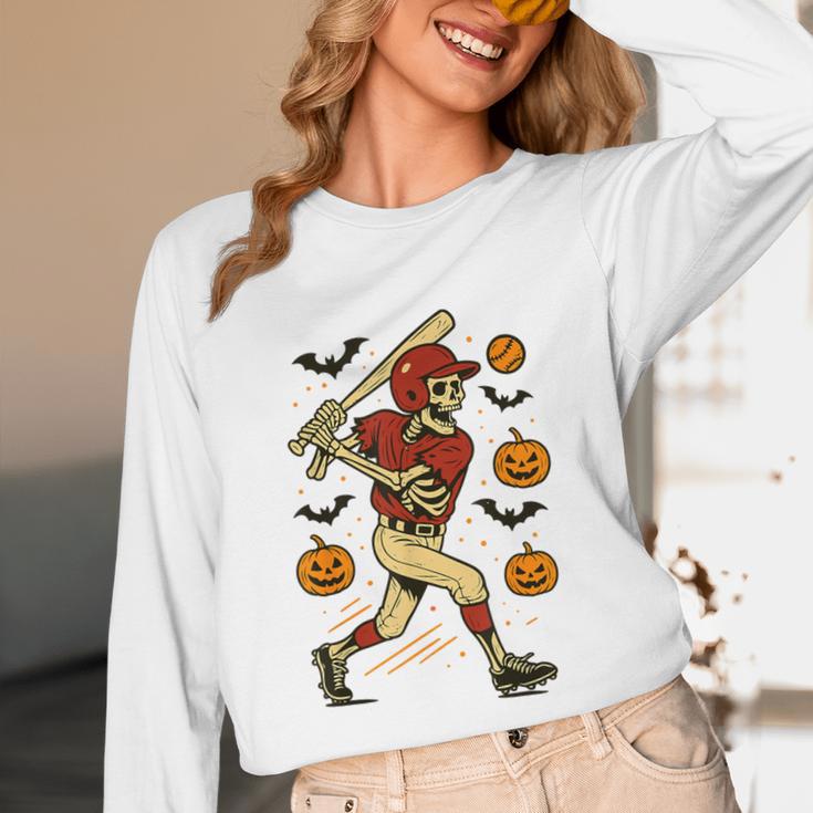 Skeleton Halloween Baseball Boys Men Kids Toddler Unisex Long Sleeve T-Shirt