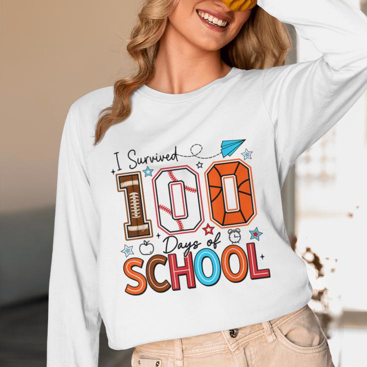 I Survived 100 Days Baseball Football Basketball School Kids Unisex Long Sleeve T-Shirt I Survived 100 Days Baseball Football Basketball School Kids Unisex Long Sleeve T-Shirt