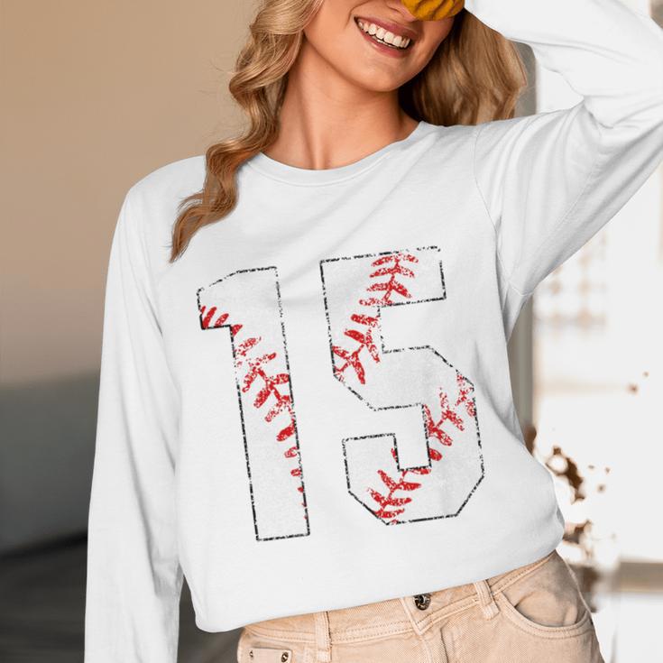 Vintage Distressed Baseball Number 15 Jersey Player Uniform Unisex Long Sleeve T-Shirt Vintage Distressed Baseball Number 15 Jersey Player Uniform Unisex Long Sleeve T-Shirt
