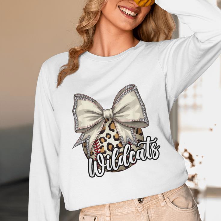 Wildcats Baseball Leopard Print Coquette Bow Mascot Game Day Unisex Long Sleeve T-Shirt Wildcats Baseball Leopard Print Coquette Bow Mascot Game Day Unisex Long Sleeve T-Shirt