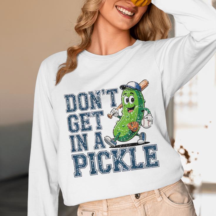 Youth Baseball Catcher Humor Don’t Get In A Pickle Unisex Long Sleeve T-Shirt Youth Baseball Catcher Humor Don’t Get In A Pickle Unisex Long Sleeve T-Shirt