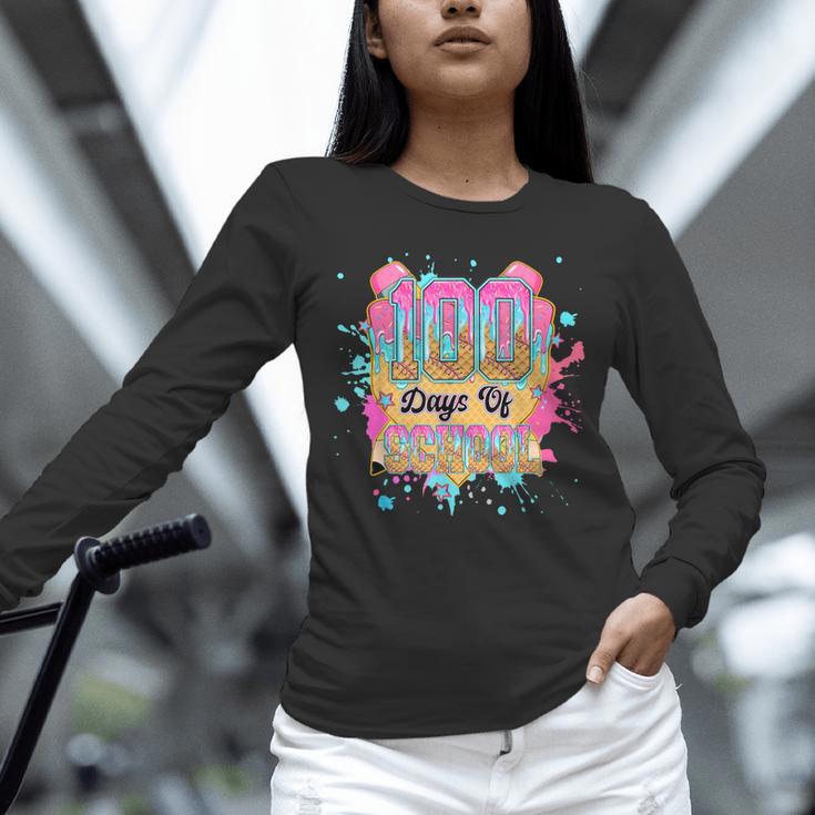 100 Days Of School Baseball Drip Boys Kids 100th Day Unisex Long Sleeve T-Shirt