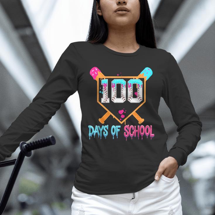 100 Days Of School Baseball Ice Cream Drip 100th Day School Unisex Long Sleeve T-Shirt 100 Days Of School Baseball Ice Cream Drip 100th Day School Unisex Long Sleeve T-Shirt