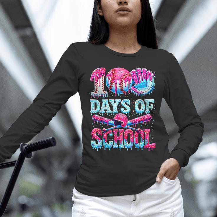 100 Days Of School Baseball Ice Cream Drip For Boys Kid Unisex Long Sleeve T-Shirt