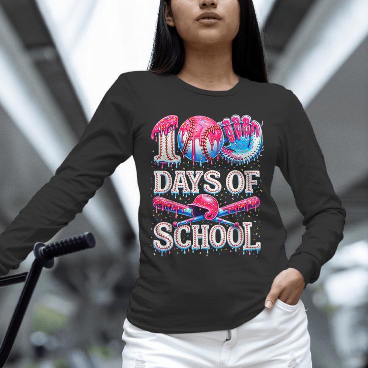 100 Days Of School Baseball Lover Donut Drip Boy Girl Unisex Long Sleeve T-Shirt