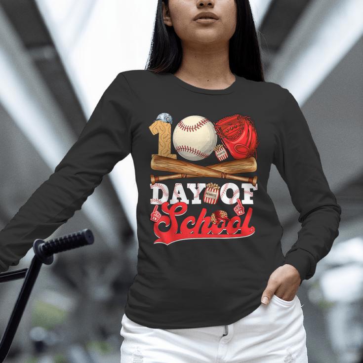 100 Days Of School Baseball Player Sports Game Teacher Kid Unisex Long Sleeve T-Shirt