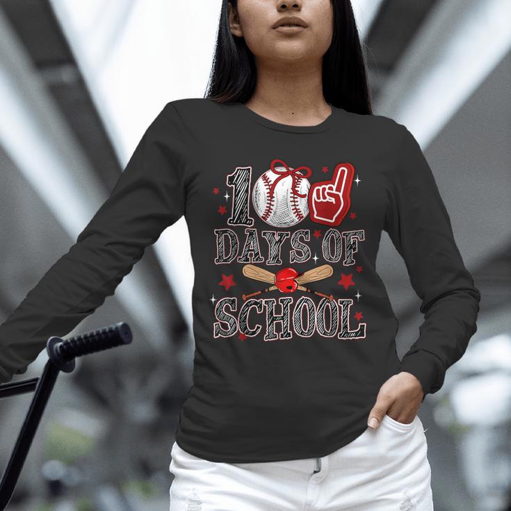 100 Days Of School Baseball Teacher 100 Days Smarter Student Unisex Long Sleeve T-Shirt