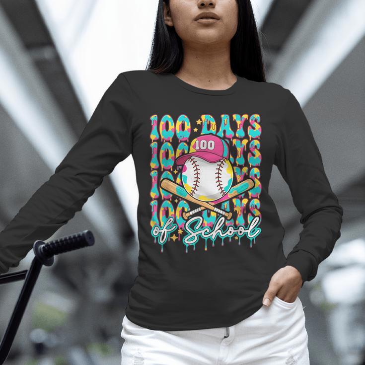 100 Days Of School Drip Baseball 100th Day Baseball School Unisex Long Sleeve T-Shirt