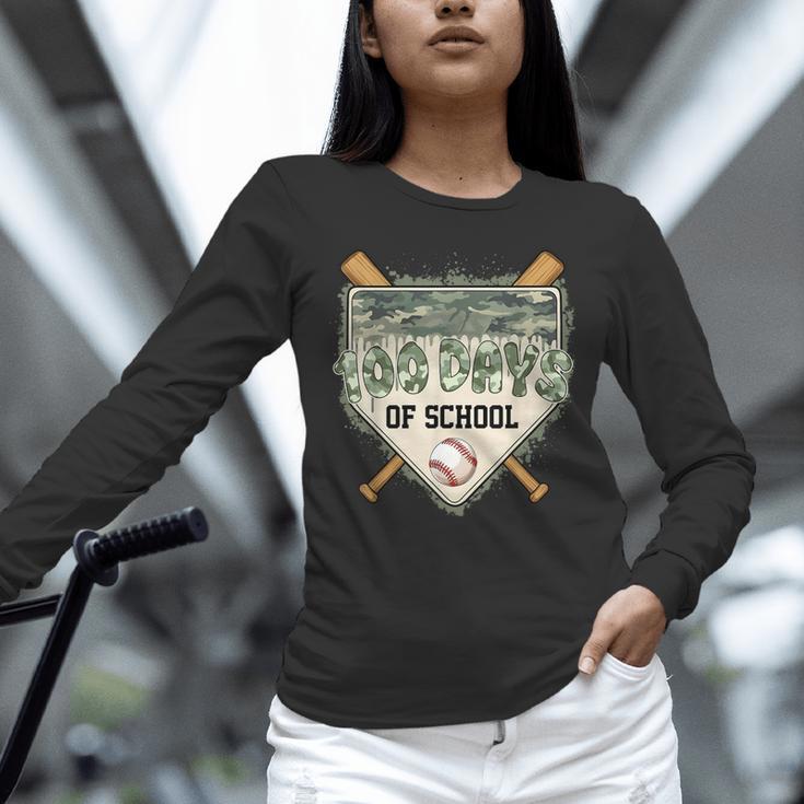 100 Days Of School Home Plate Camo Baseball Dripping Boys Unisex Long Sleeve T-Shirt 100 Days Of School Home Plate Camo Baseball Dripping Boys Unisex Long Sleeve T-Shirt
