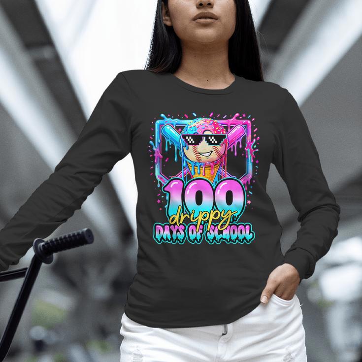 100 Drippy Days Of School Baseball Ice Cream 100th Day Boys Unisex Long Sleeve T-Shirt 100 Drippy Days Of School Baseball Ice Cream 100th Day Boys Unisex Long Sleeve T-Shirt