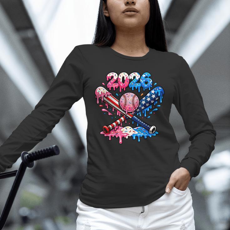 2026 American Flag Baseball Ice Cream Drip Bats Boys Unisex Long Sleeve T-Shirt 2026 American Flag Baseball Ice Cream Drip Bats Boys Unisex Long Sleeve T-Shirt
