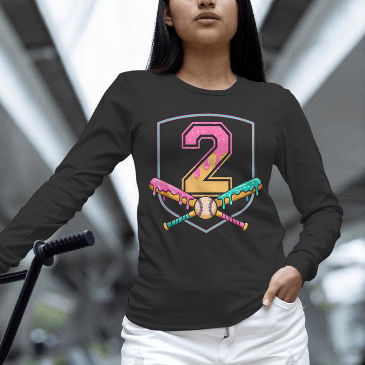 2nd Birthday Baseball Bat Ice-Cream Drip 2yrs Old Boys Kids Unisex Long Sleeve T-Shirt 2nd Birthday Baseball Bat Ice-Cream Drip 2yrs Old Boys Kids Unisex Long Sleeve T-Shirt