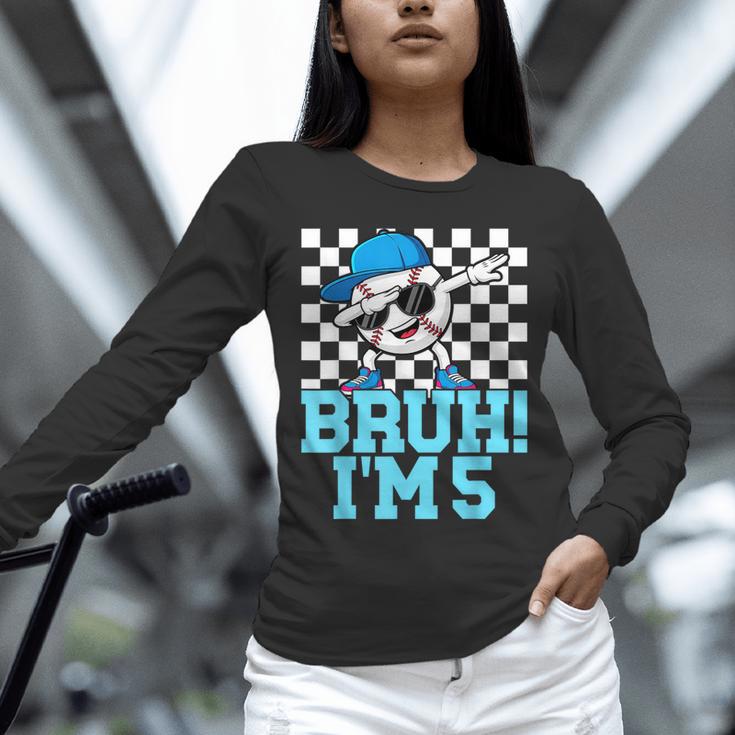 5th Birthday Dabbing Baseball Boys Bruh I'm 5 Year Old Unisex Long Sleeve T-Shirt
