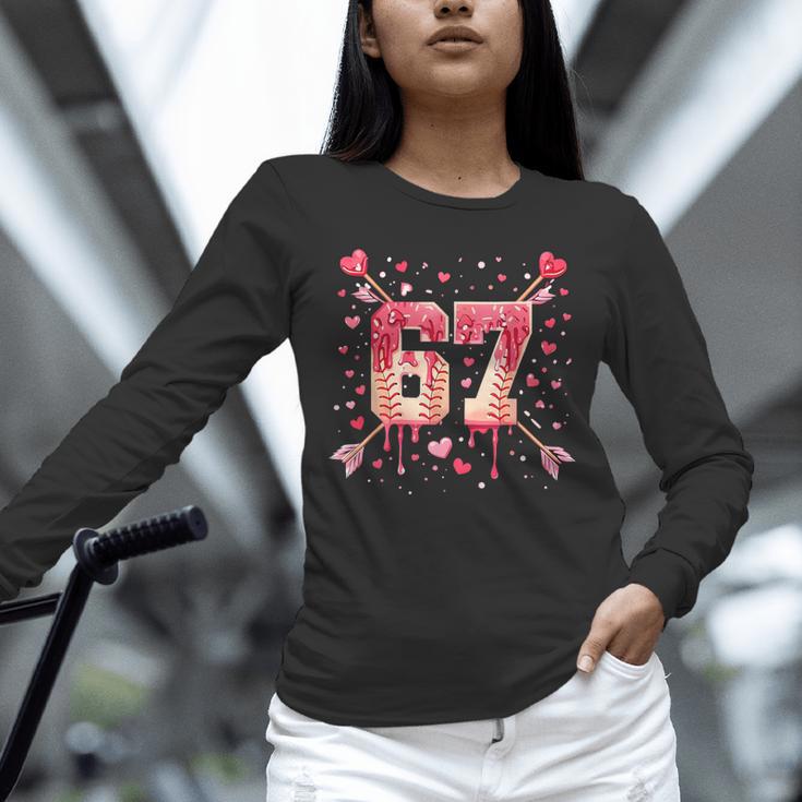 6 7 Melting Number Arrow Baseball Drip Valentine's Day Unisex Long Sleeve T-Shirt