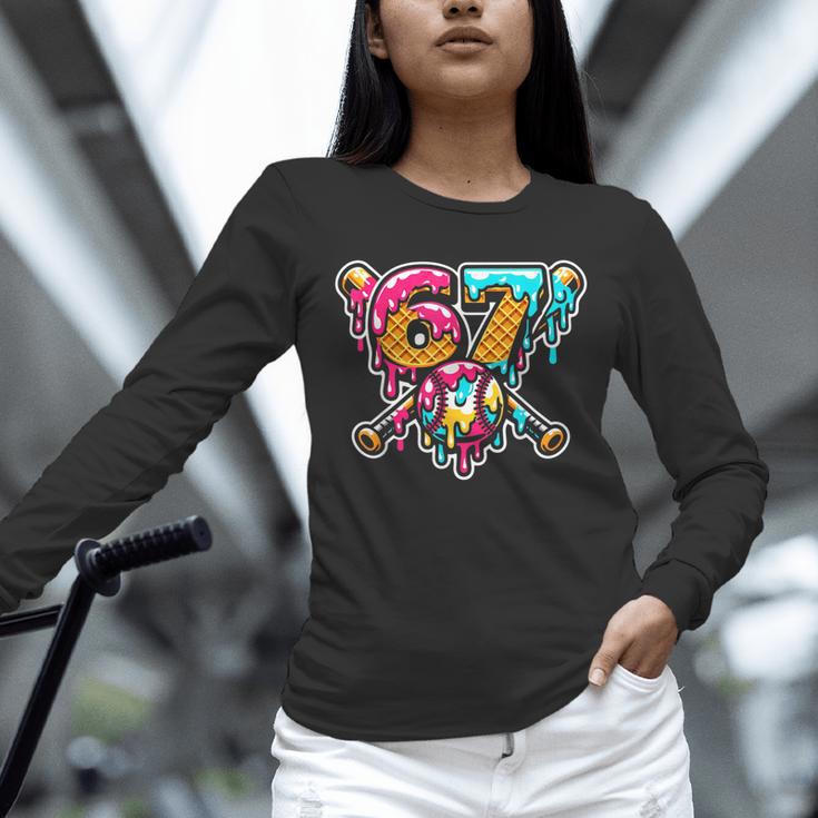 67 Baseball Ice Cream Drip Number Unisex Long Sleeve T-Shirt