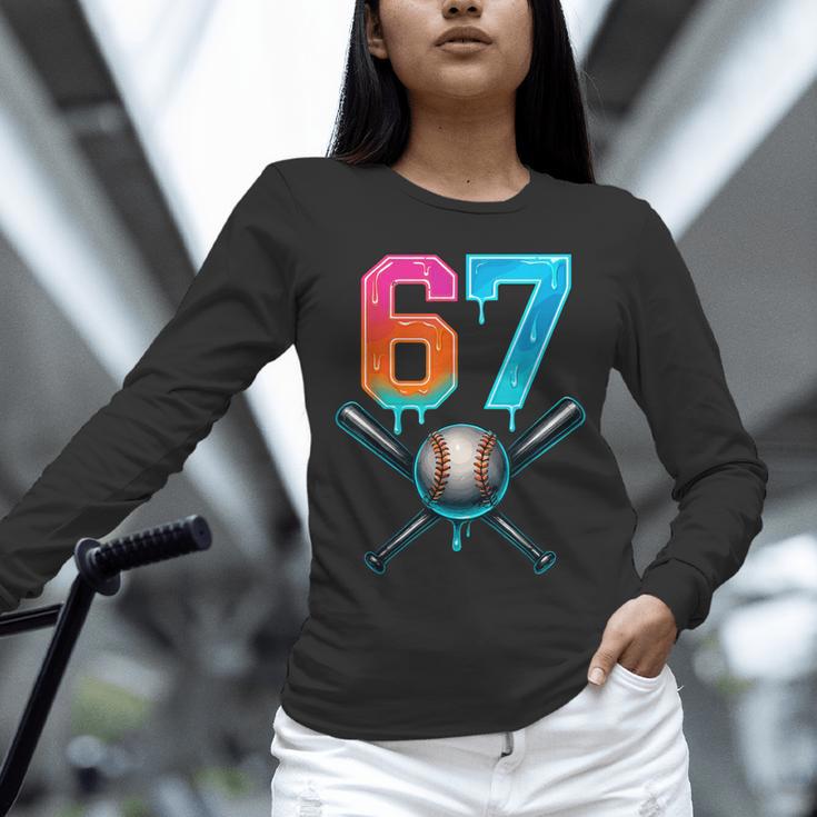 67 Baseball Meme Cool Drip Number 67 Player Or 67th Birthday Unisex Long Sleeve T-Shirt