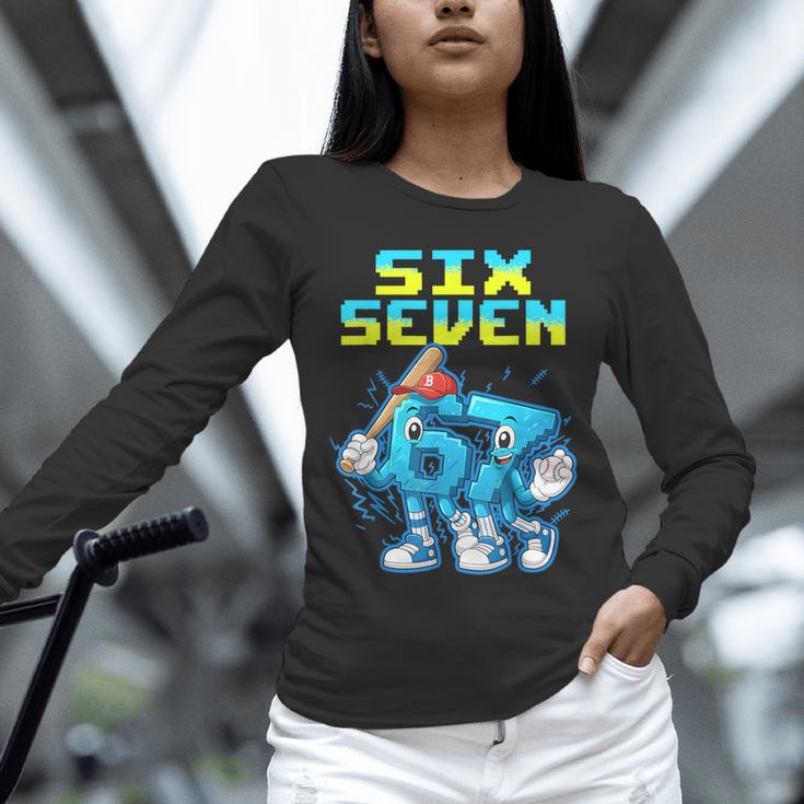 67 Six Seven 6-7 Italian Brainrot Kids Baseball Meme Unisex Long Sleeve T-Shirt 67 Six Seven 6-7 Italian Brainrot Kids Baseball Meme Unisex Long Sleeve T-Shirt