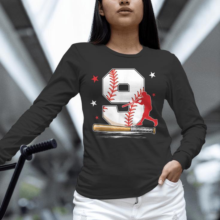 9 Years Old Baseball Birthday Boy 9th Bday Party Unisex Long Sleeve T-Shirt