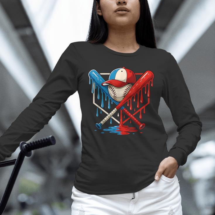American Baseball Drip Graffiti Ball And Bat Unisex Long Sleeve T-Shirt American Baseball Drip Graffiti Ball And Bat Unisex Long Sleeve T-Shirt