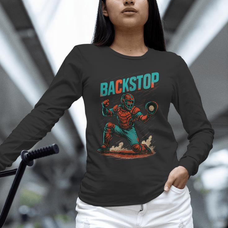 Backstop Catcher Baseball Graphic Unisex Long Sleeve T-Shirt Backstop Catcher Baseball Graphic Unisex Long Sleeve T-Shirt