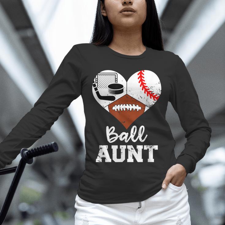Ball Aunt Heart Football Baseball Hockey Game Day Unisex Long Sleeve T-Shirt